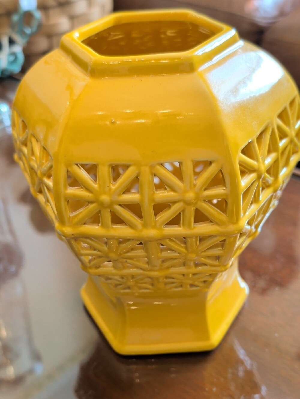 Lattice Temple Lidded Ginger Jar - Home Accents Yellow - Picture 7 of 11
